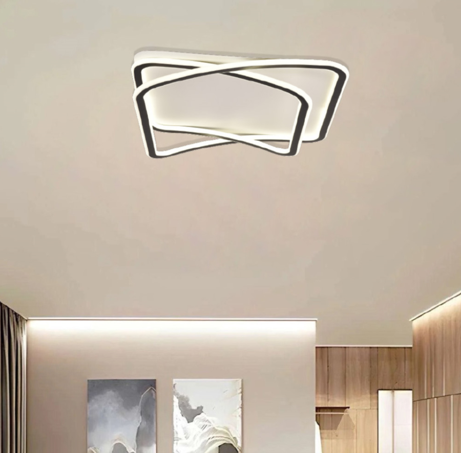 Πλαφονιέρα οροφής LED 38W 8800LM 3CCT από μαύρo μέταλλο και λευκό ακρυ΄λικό D:50x50cm 42038-Black/white